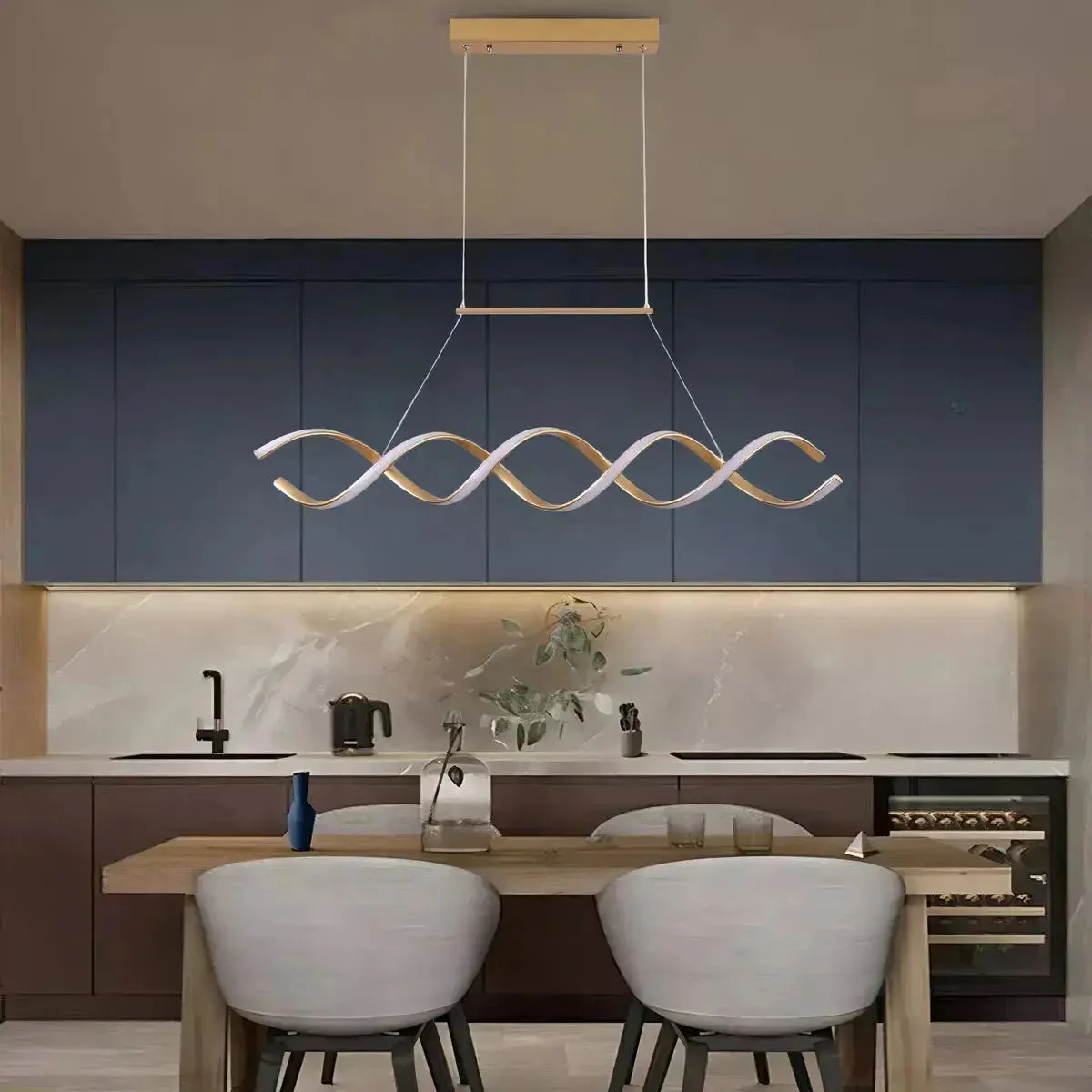 Pendente Led Lustre Preto/Dourado Para Sala de Jantar Decoração