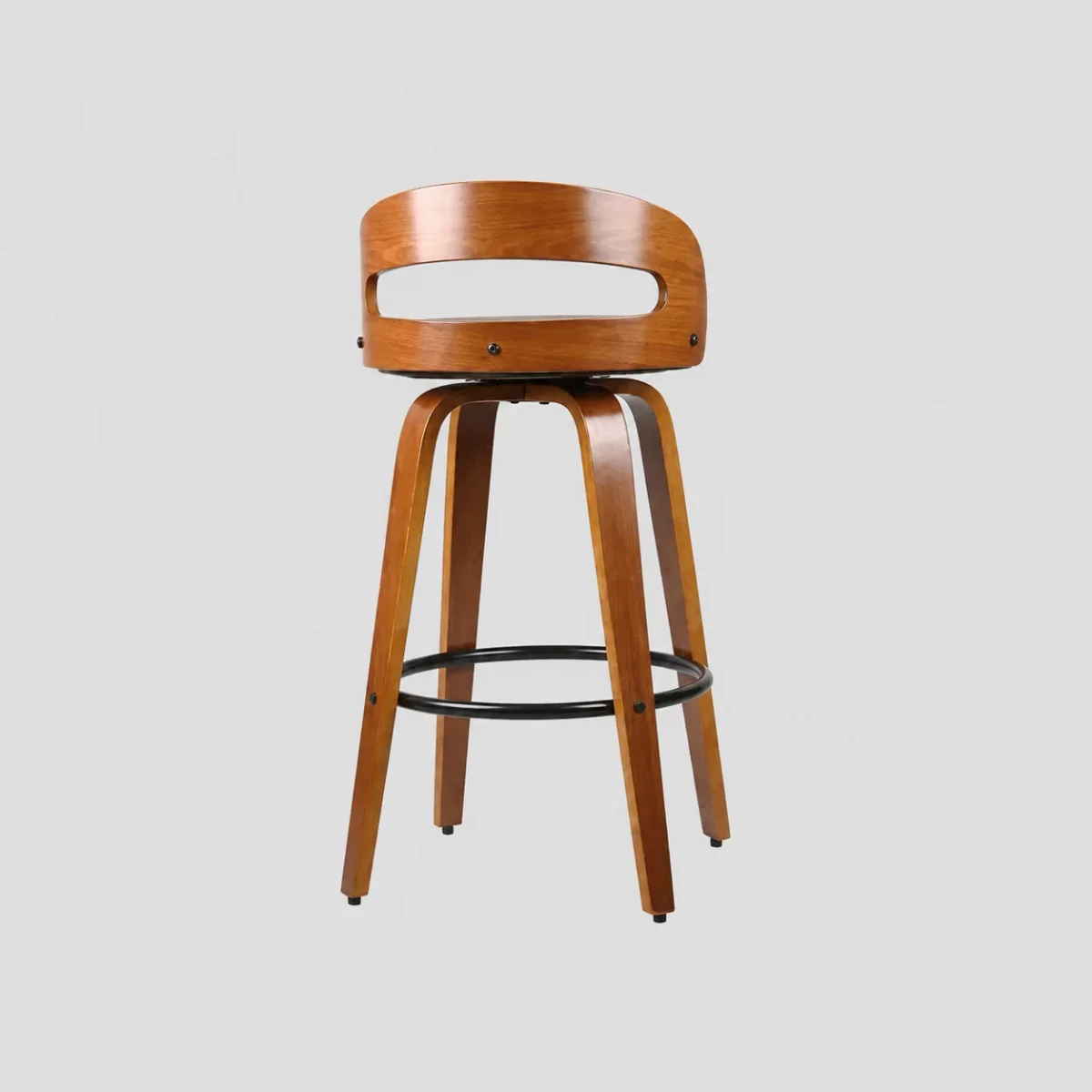 Banqueta para Cozinha Alta Giratória Madeira Rustica — detalhe