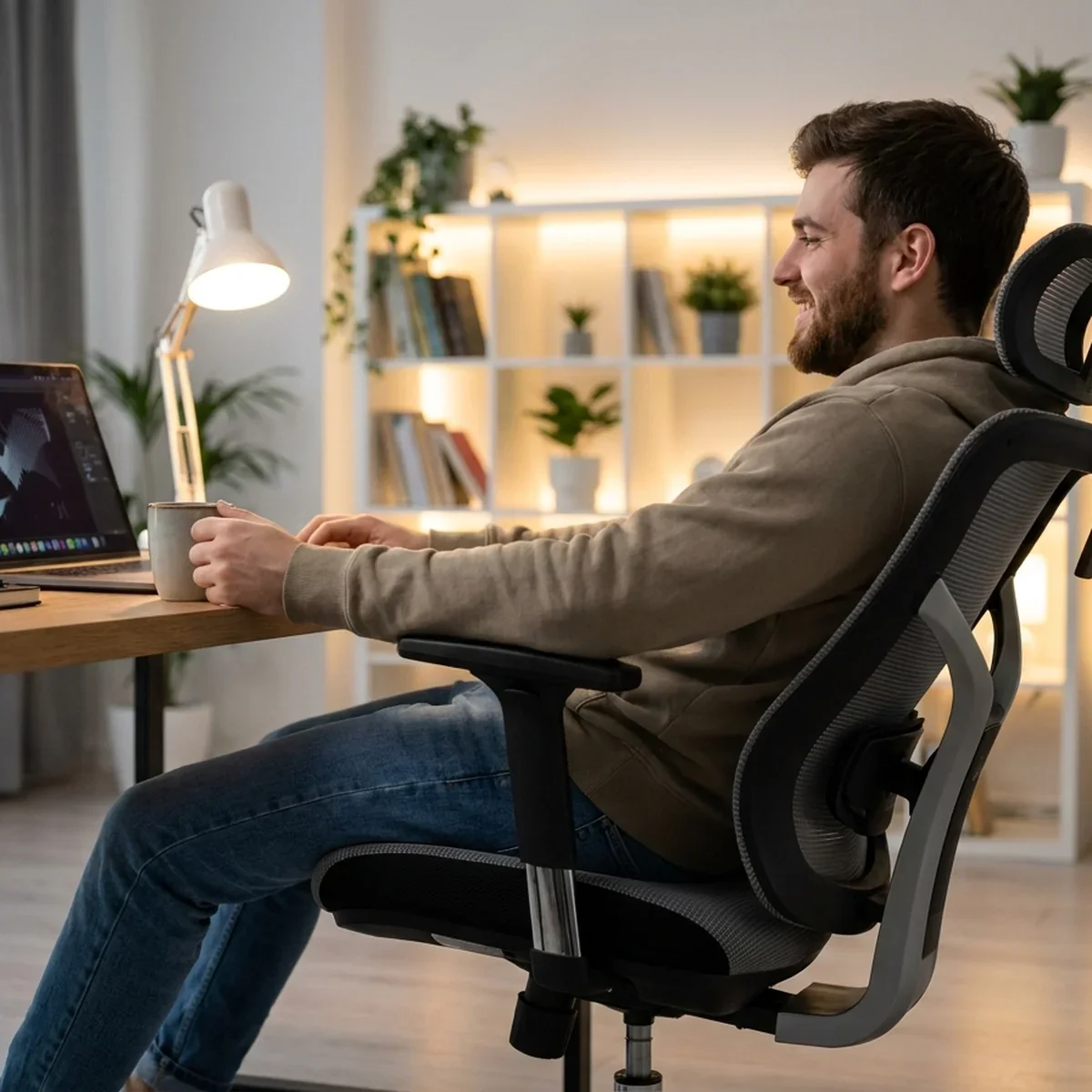 Cadeira Gamer Ergonômica Reclinável com Apoio Lombar Suporta 150kg — detalhe