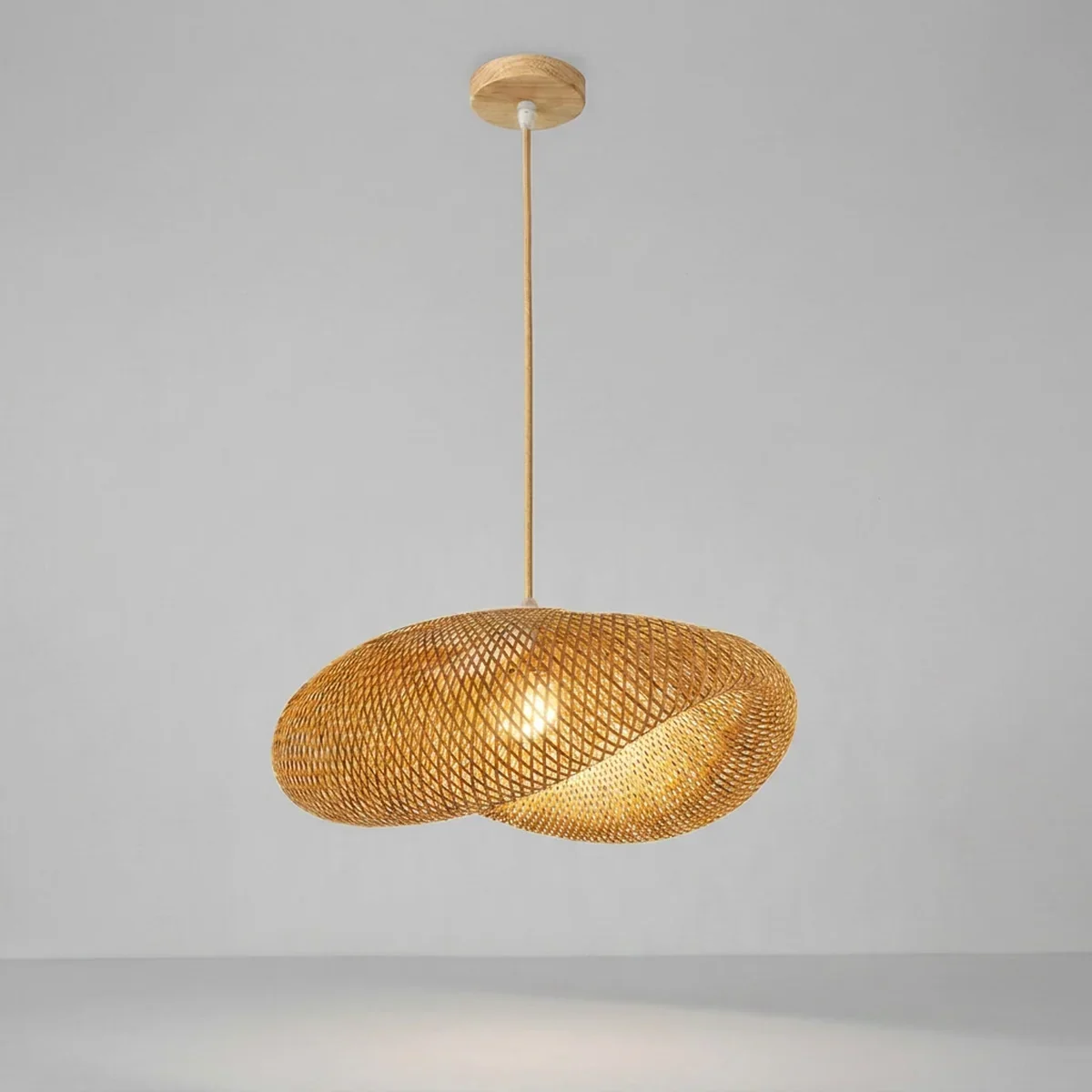 Lustre Pendente de Bambu Tianjin Lux Artesanal Soquete E27 Bivolt — vista complementar