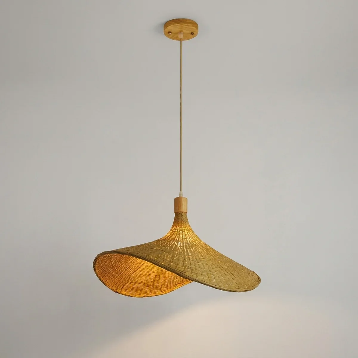 Lustre Pendente de Bambu Xian Lux Artesanal Soquete E27 Bivolt — detalhe