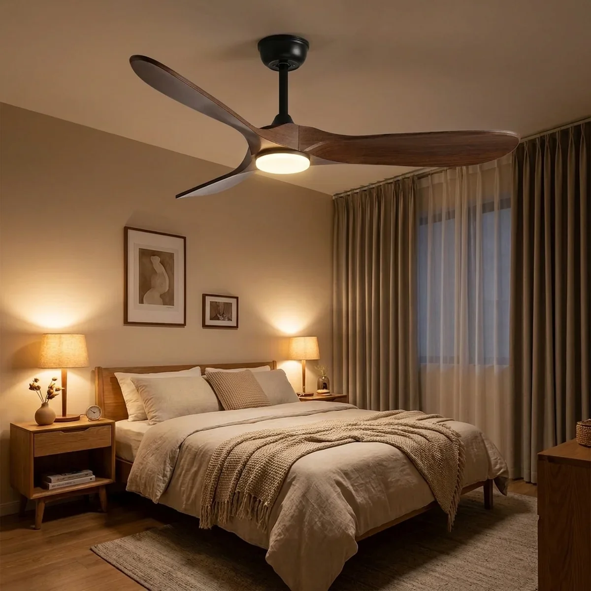Ventilador de Teto SmartWood 150W com Controle Remoto e LED 3 Tons — detalhe
